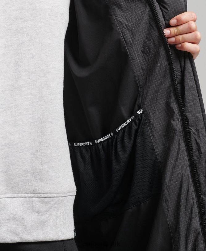 Ripstop Longline Puffer Jacket Women Black Clothing Superdry 66N8N3729