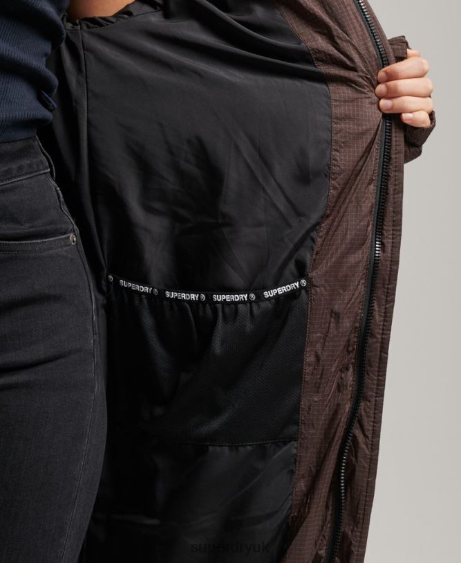 Ripstop Longline Puffer Jacket Women Brown Clothing Superdry 66N8N3713