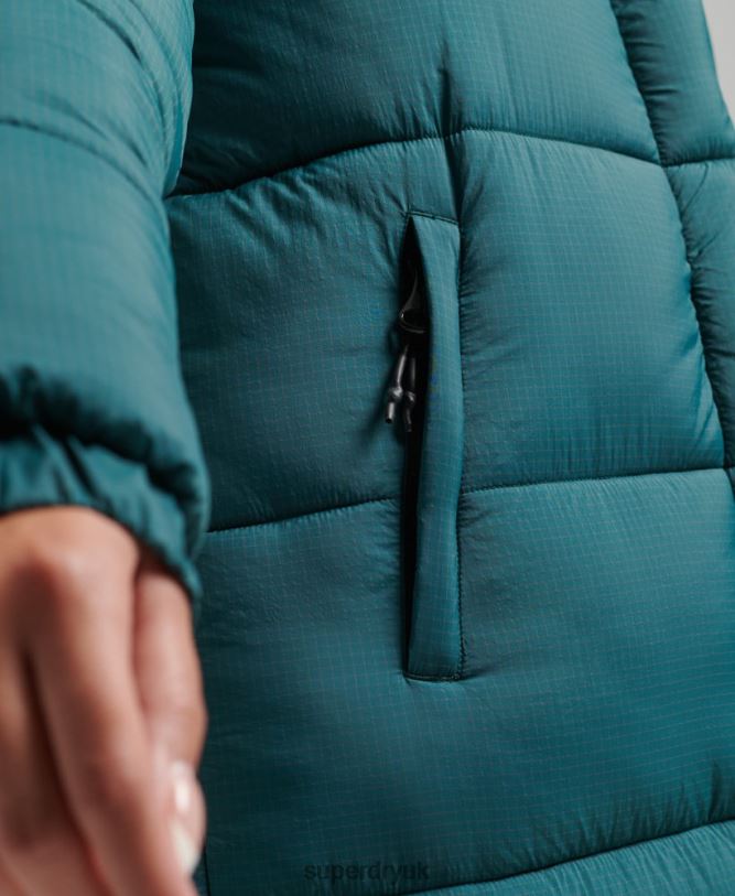 Ripstop Longline Puffer Jacket Women Green Clothing Superdry 66N8N3603