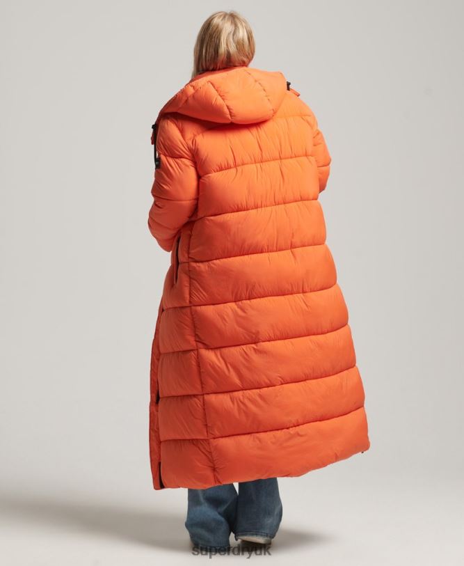 Ripstop Longline Puffer Jacket Women Orange Clothing Superdry 66N8N3789