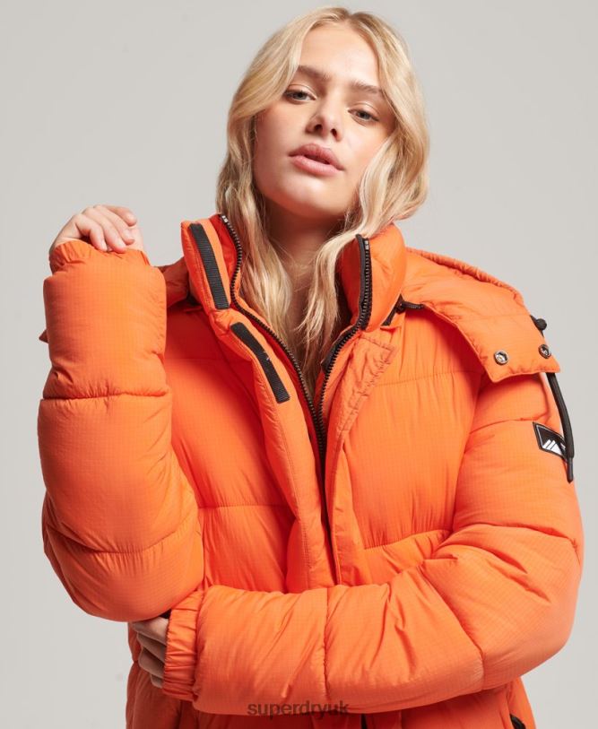 Ripstop Longline Puffer Jacket Women Orange Clothing Superdry 66N8N3789