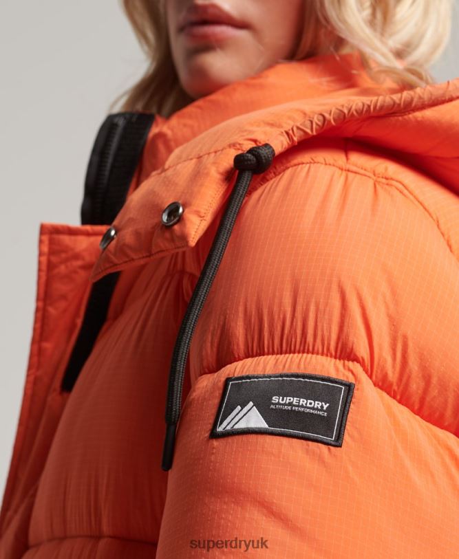 Ripstop Longline Puffer Jacket Women Orange Clothing Superdry 66N8N3789