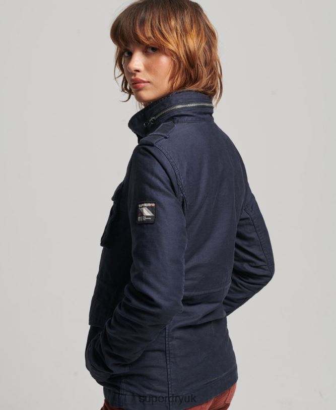 Rookie Borg Lined Military Jacket Women Blue Clothing Superdry 66N8N5667