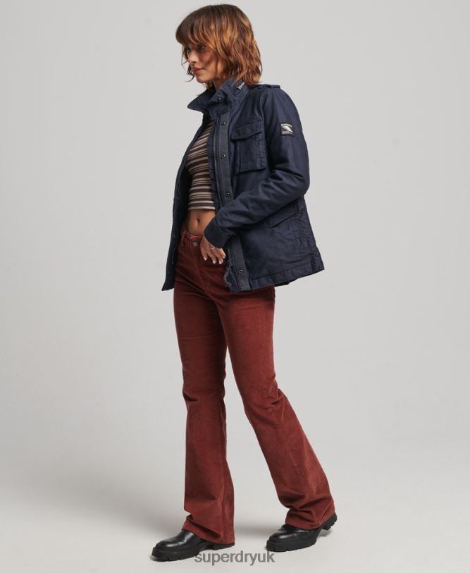 Rookie Borg Lined Military Jacket Women Blue Clothing Superdry 66N8N5667