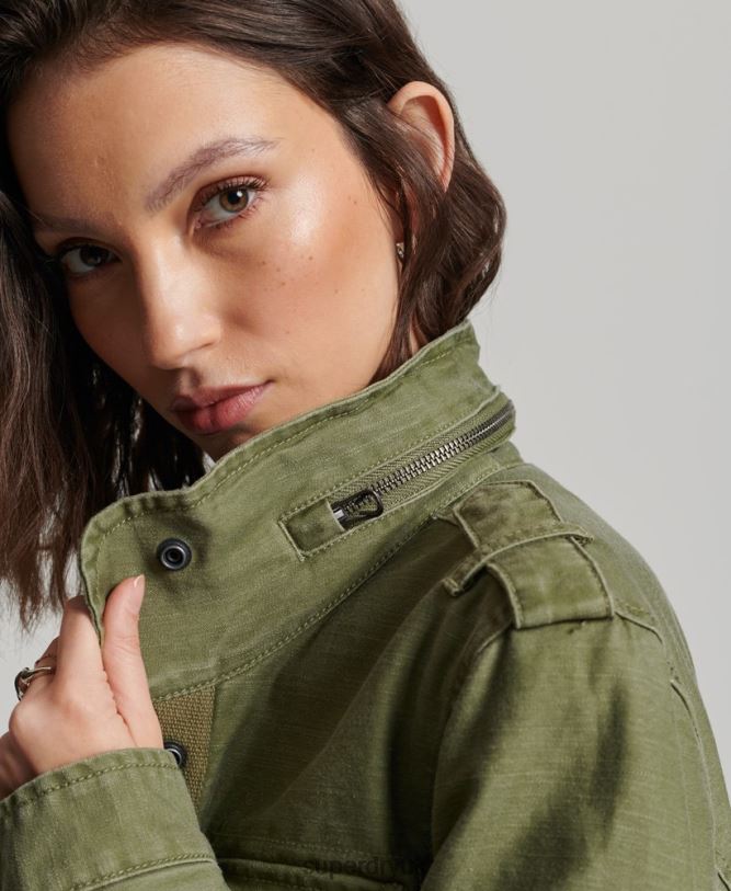 Rookie Borg Lined Military Jacket Women Khaki Clothing Superdry 66N8N5416