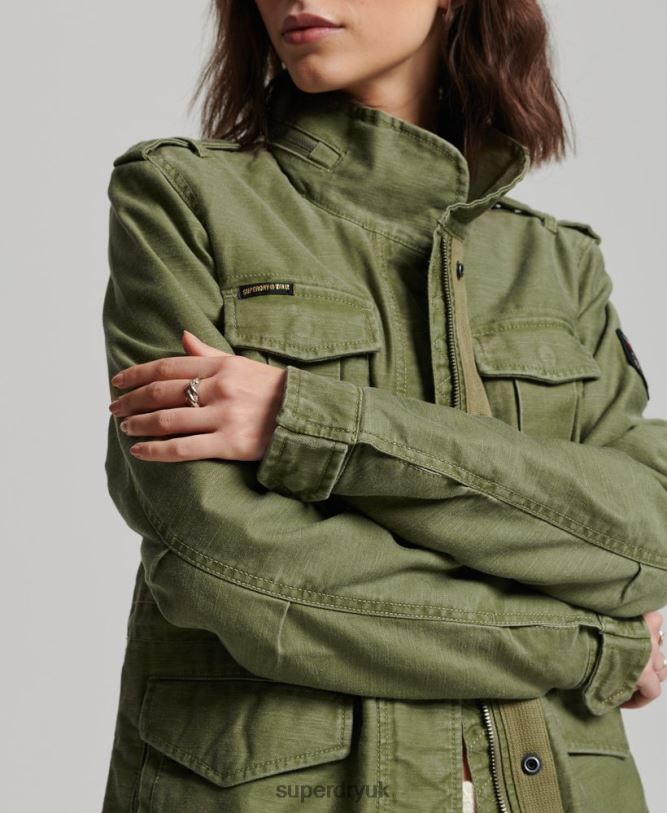 Rookie Borg Lined Military Jacket Women Khaki Clothing Superdry 66N8N5416