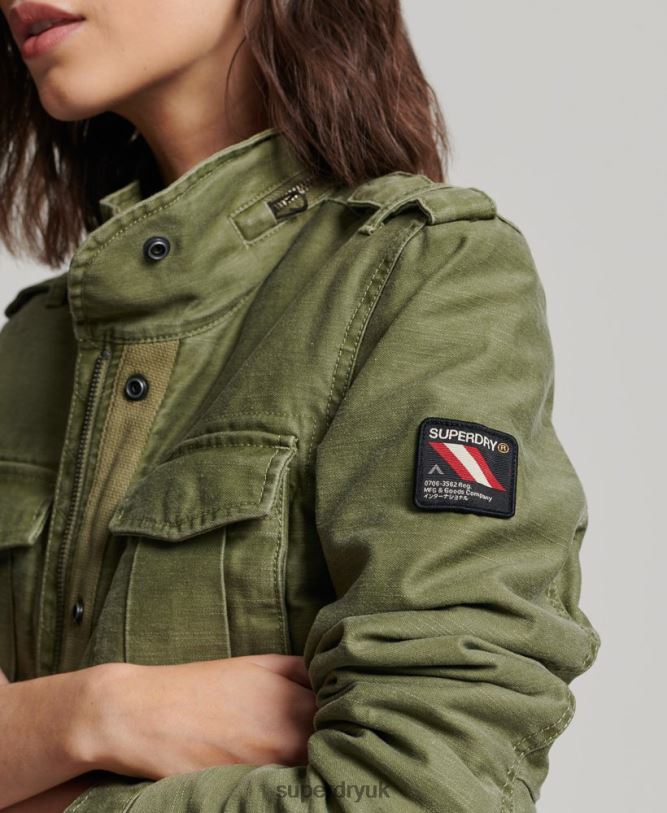 Rookie Borg Lined Military Jacket Women Khaki Clothing Superdry 66N8N5416