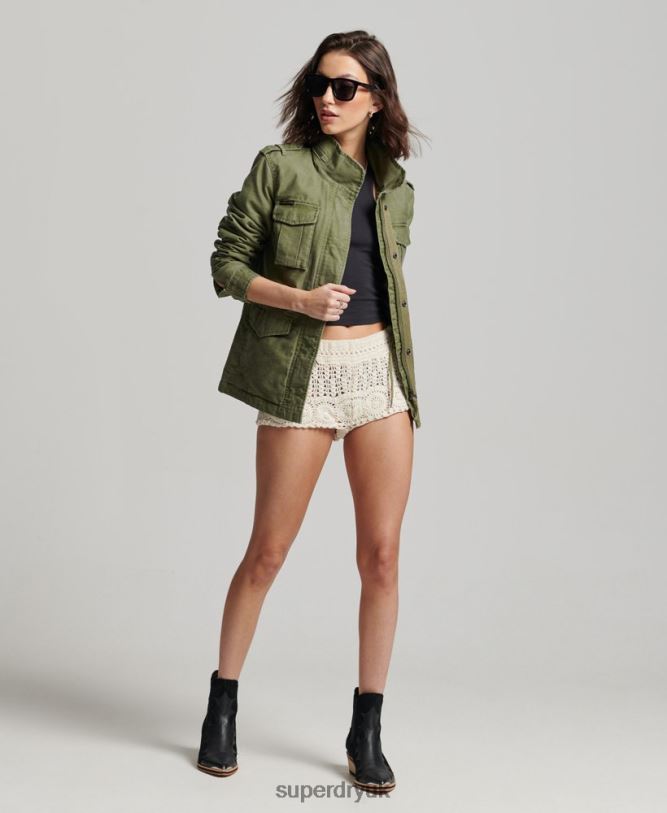 Rookie Borg Lined Military Jacket Women Khaki Clothing Superdry 66N8N5416