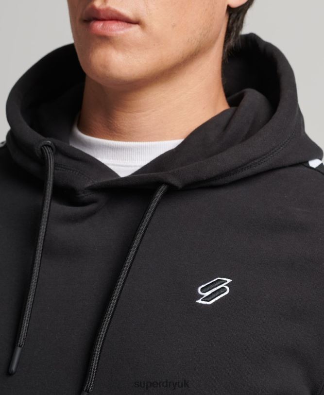 S Logo Tape Hoodie Men Black Clothing Superdry 66N8N563