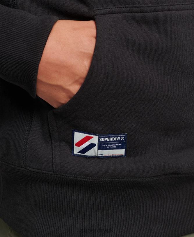 S Logo Tape Hoodie Men Black Clothing Superdry 66N8N563