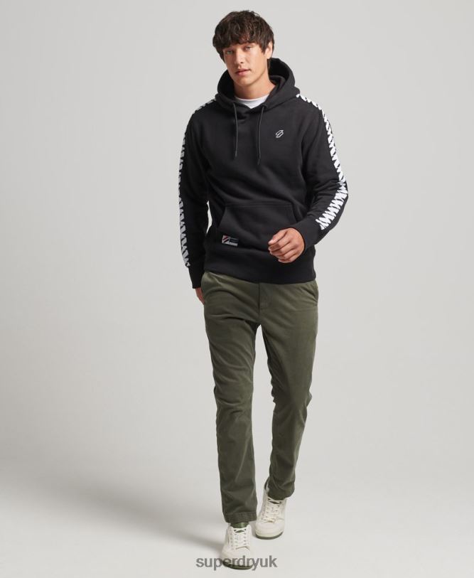 S Logo Tape Hoodie Men Black Clothing Superdry 66N8N563