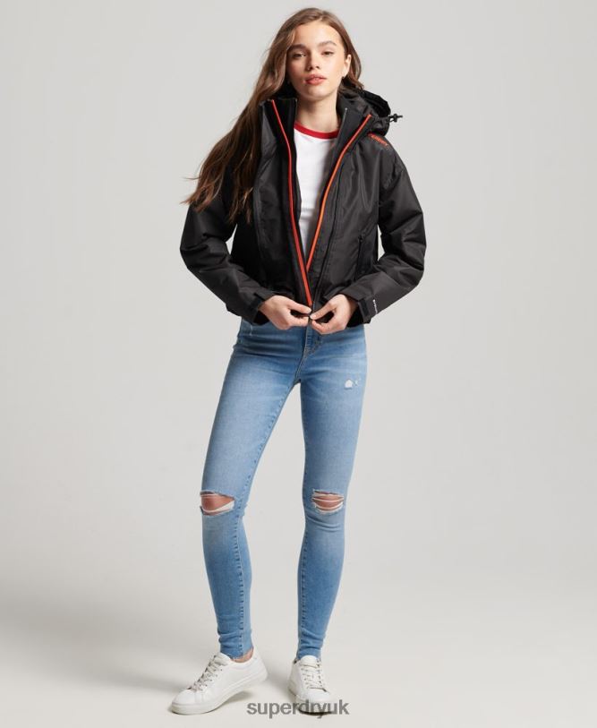 SD-Windcheater Jacket Women Black Clothing Superdry 66N8N3551