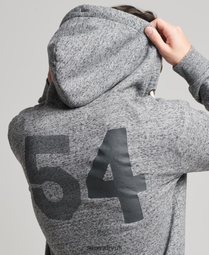 Script Style College Zip Hoodie Men Light Grey Clothing Superdry 66N8N892