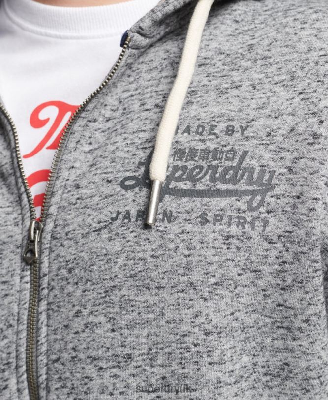 Script Style College Zip Hoodie Men Light Grey Clothing Superdry 66N8N892