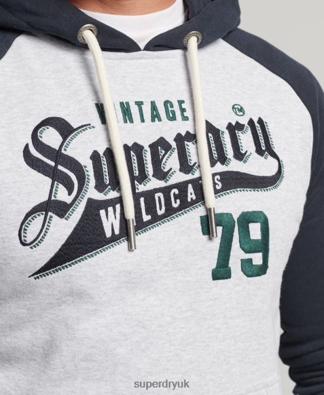 Scripted College Hoodie Men Grey Clothing Superdry 66N8N851