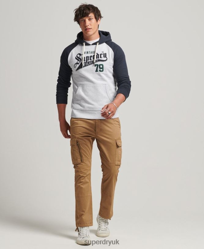 Scripted College Hoodie Men Grey Clothing Superdry 66N8N851