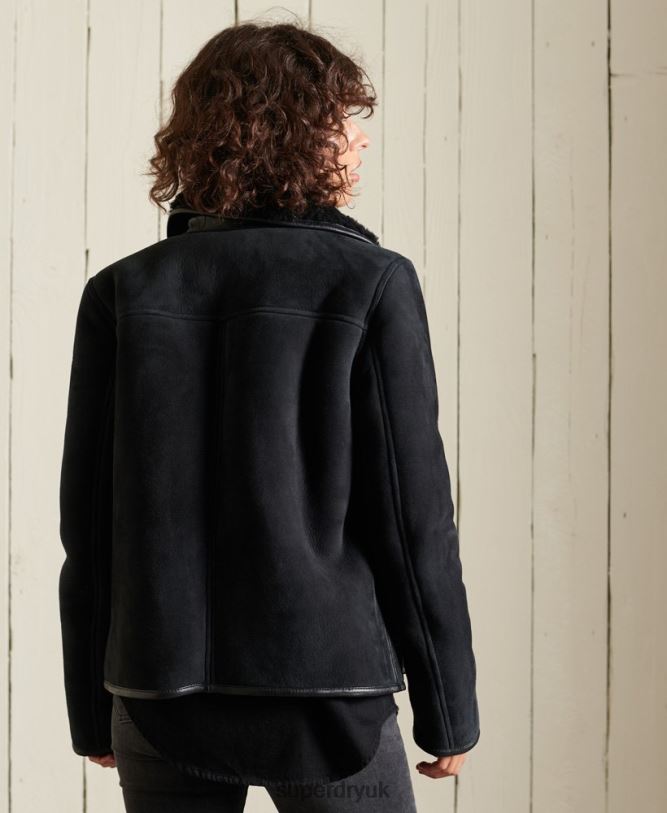 Shearling Chore Jacket Women Black Clothing Superdry 66N8N5546
