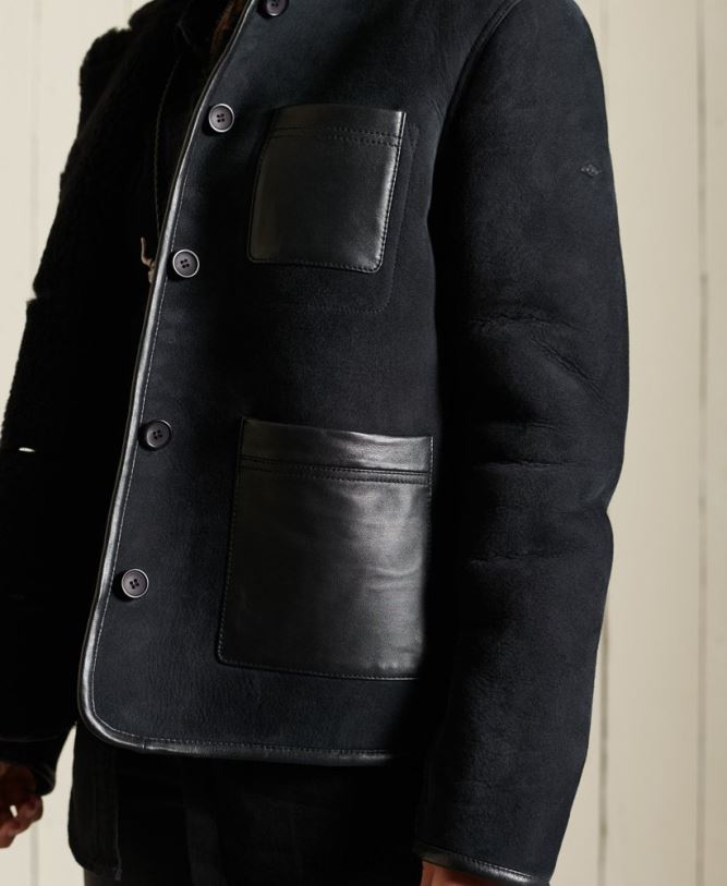 Shearling Chore Jacket Women Black Clothing Superdry 66N8N5546