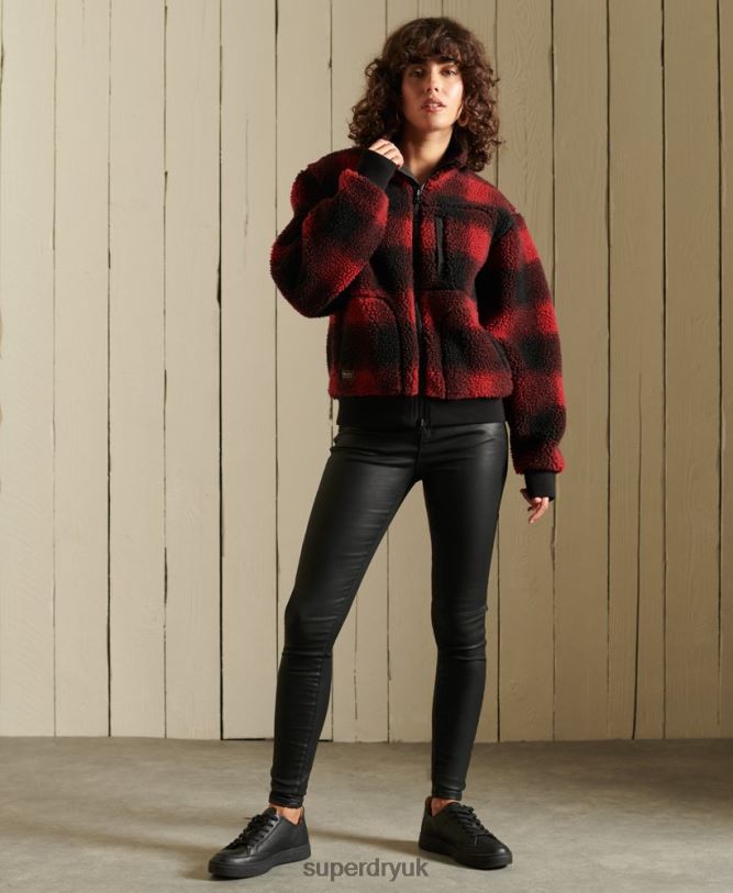 Sherpa Bomber Jacket Women Red Clothing Superdry 66N8N5484
