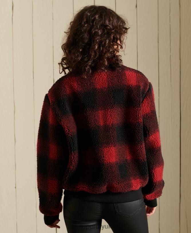 Sherpa Bomber Jacket Women Red Clothing Superdry 66N8N5484