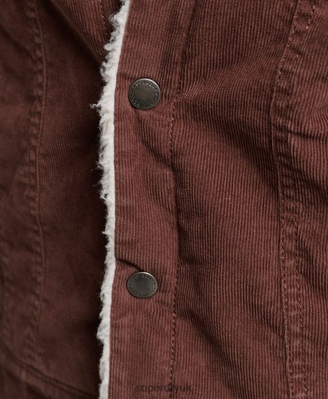Sherpa Cord Trucker Jacket Women Brown Clothing Superdry 66N8N3548