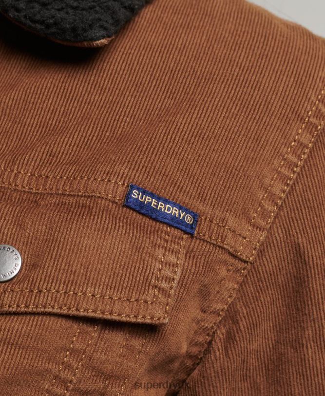 Sherpa Cord Trucker Jacket Women Brown Clothing Superdry 66N8N5454