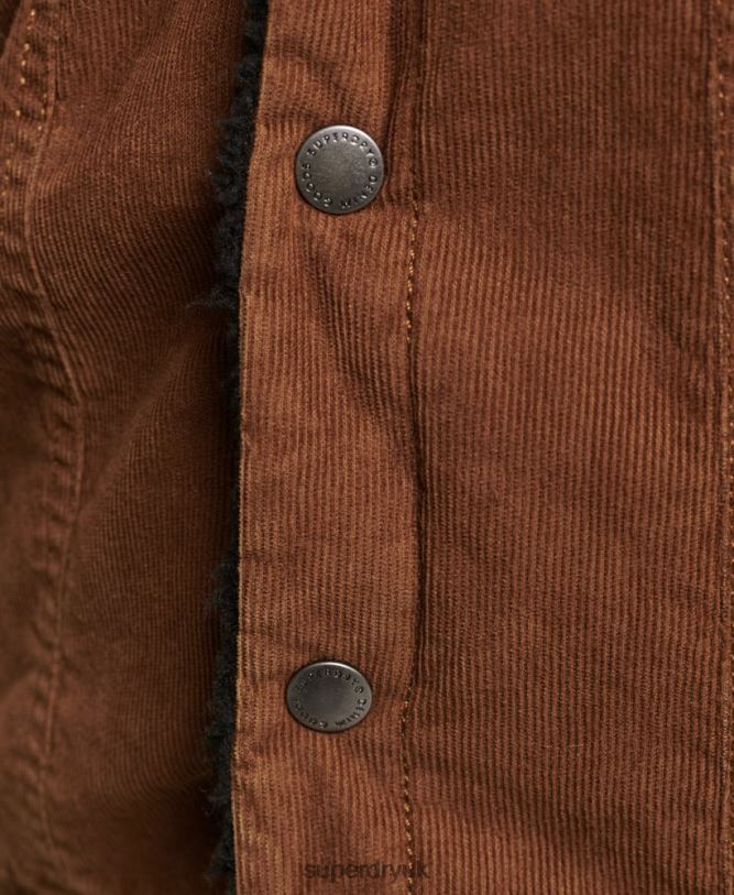Sherpa Cord Trucker Jacket Women Brown Clothing Superdry 66N8N5454