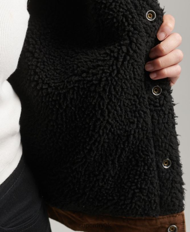 Sherpa Cord Trucker Jacket Women Brown Clothing Superdry 66N8N5454