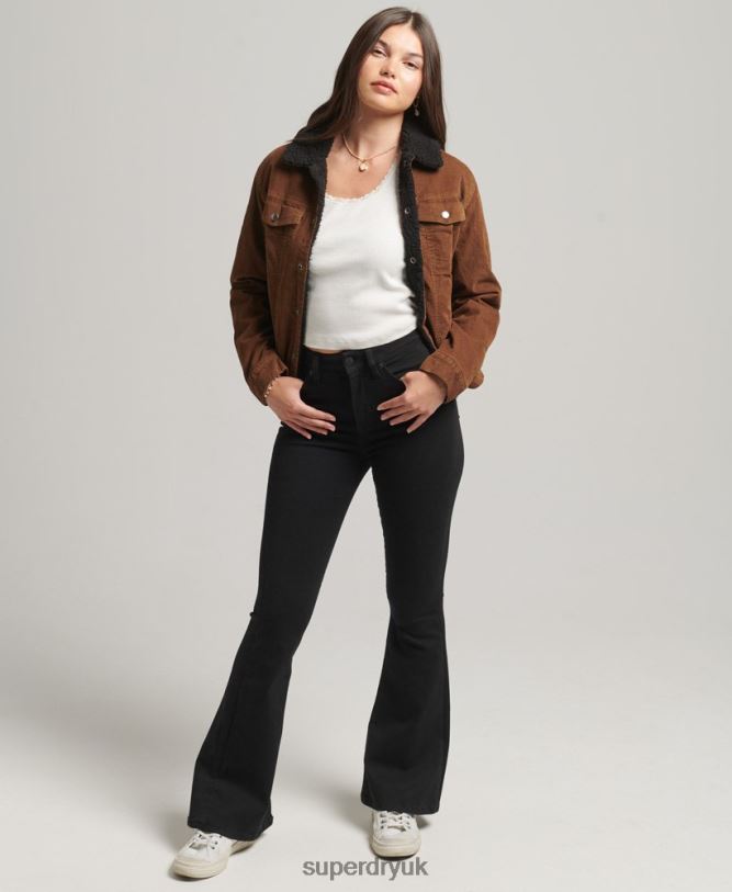 Sherpa Cord Trucker Jacket Women Brown Clothing Superdry 66N8N5454