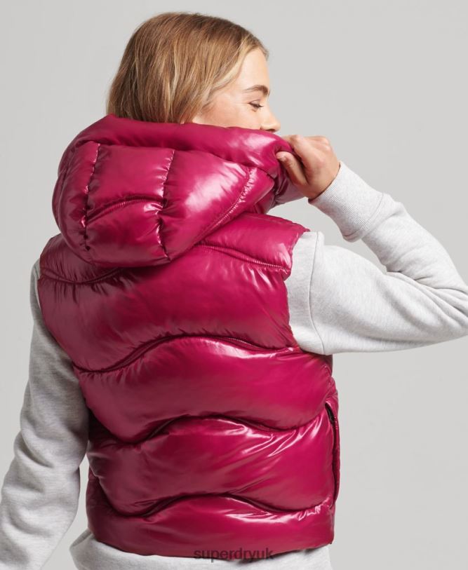 Shine Quilt Cropped Padded Gilet Women Pink Clothing Superdry 66N8N5505