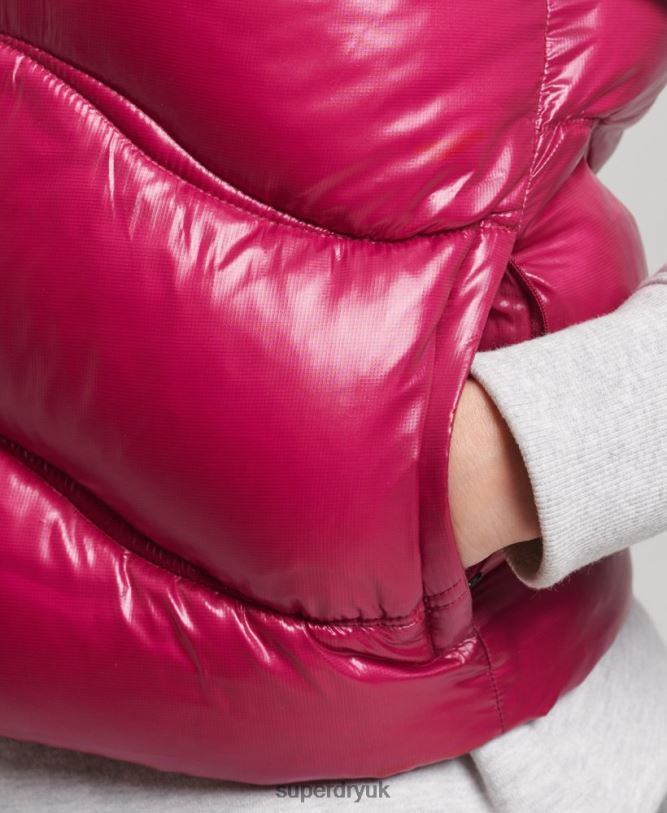 Shine Quilt Cropped Padded Gilet Women Pink Clothing Superdry 66N8N5505