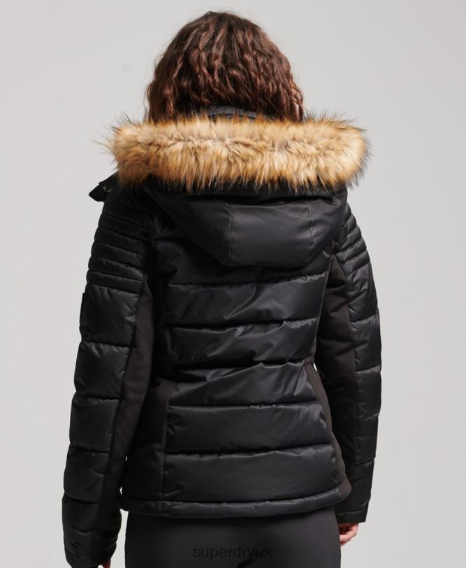 Snow Luxe Puffer Jacket Women Black Clothing Superdry 66N8N3568