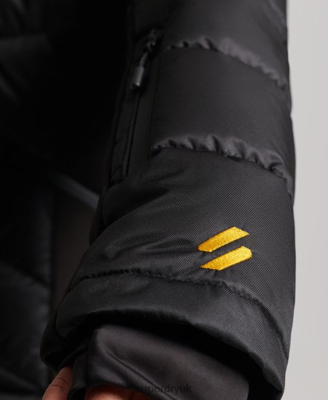 Snow Luxe Puffer Jacket Women Black Clothing Superdry 66N8N3568