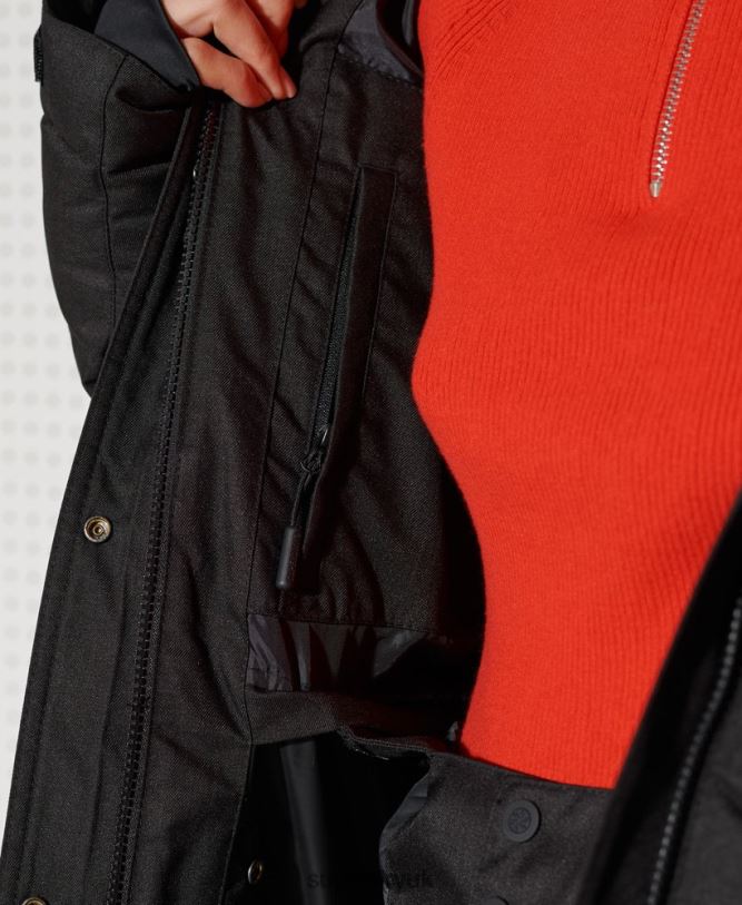 Snow Luxe Puffer Jacket Women Black Clothing Superdry 66N8N5543
