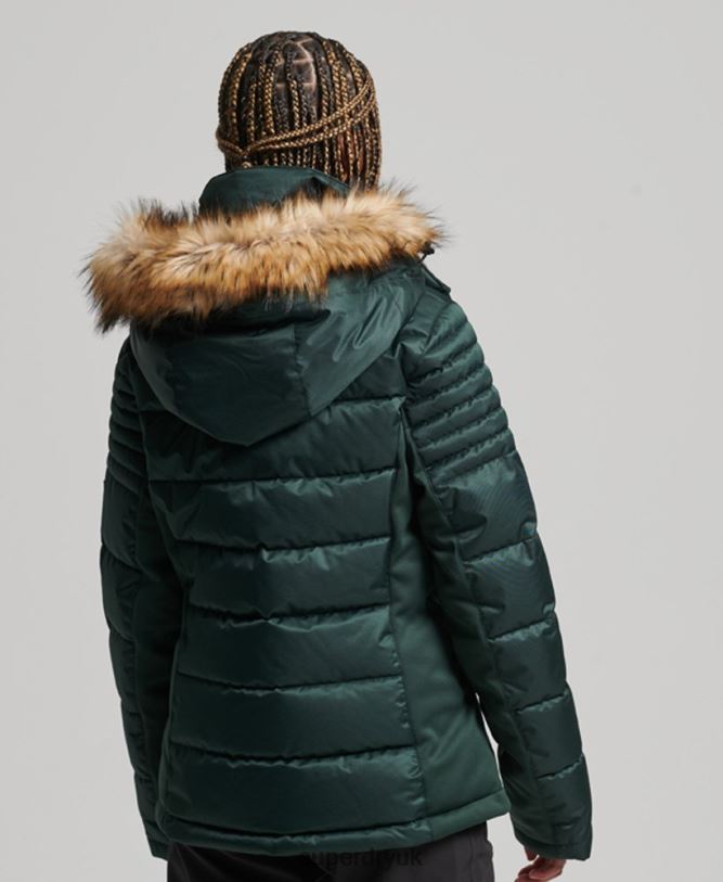 Snow Luxe Puffer Jacket Women Green Clothing Superdry 66N8N3680