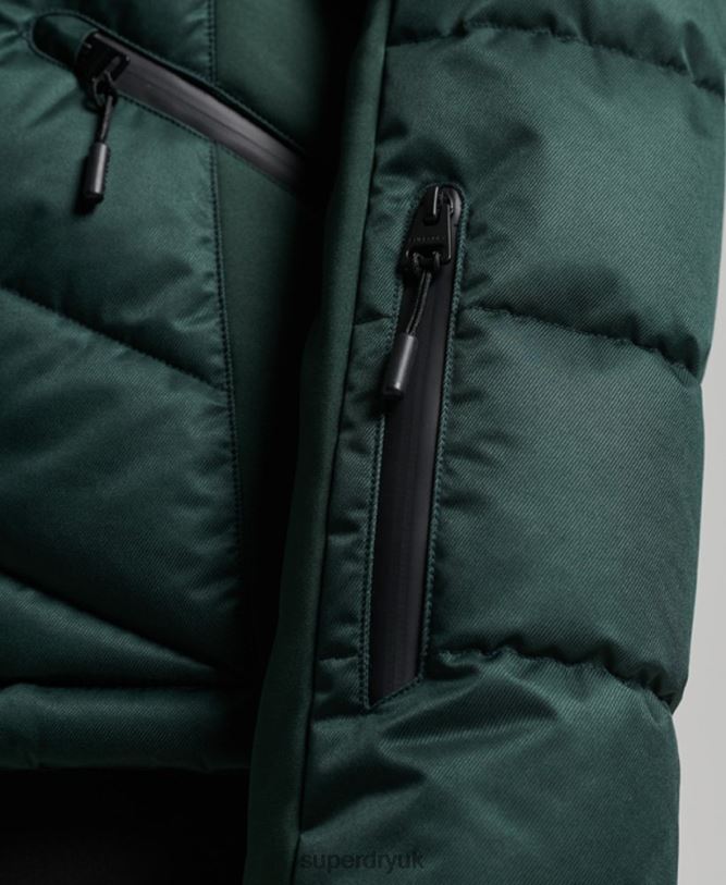 Snow Luxe Puffer Jacket Women Green Clothing Superdry 66N8N3680