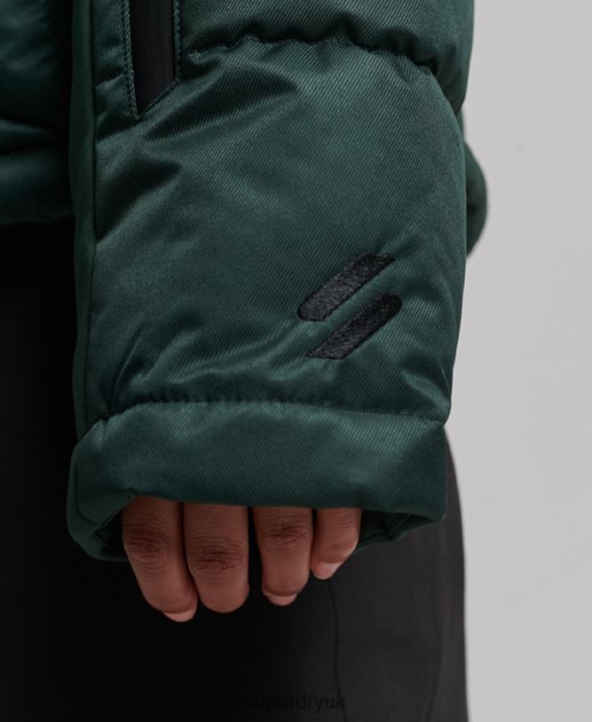 Snow Luxe Puffer Jacket Women Green Clothing Superdry 66N8N3680