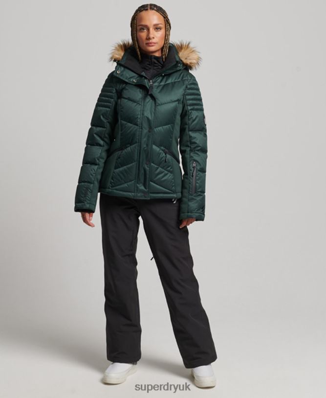 Snow Luxe Puffer Jacket Women Green Clothing Superdry 66N8N3680
