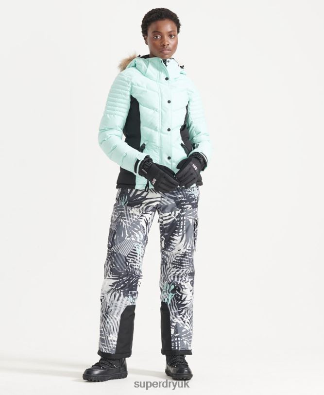 Snow Luxe Puffer Jacket Women Light Blue Clothing Superdry 66N8N5460