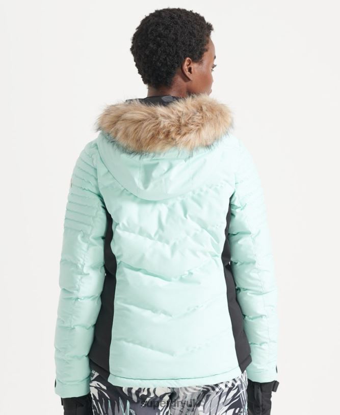 Snow Luxe Puffer Jacket Women Light Blue Clothing Superdry 66N8N5460