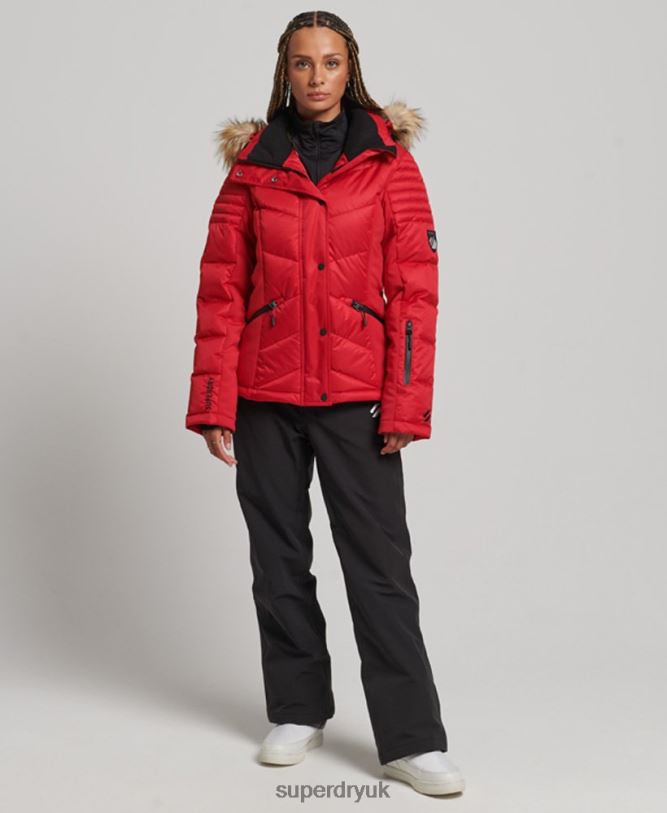 Snow Luxe Puffer Jacket Women Red Clothing Superdry 66N8N3566