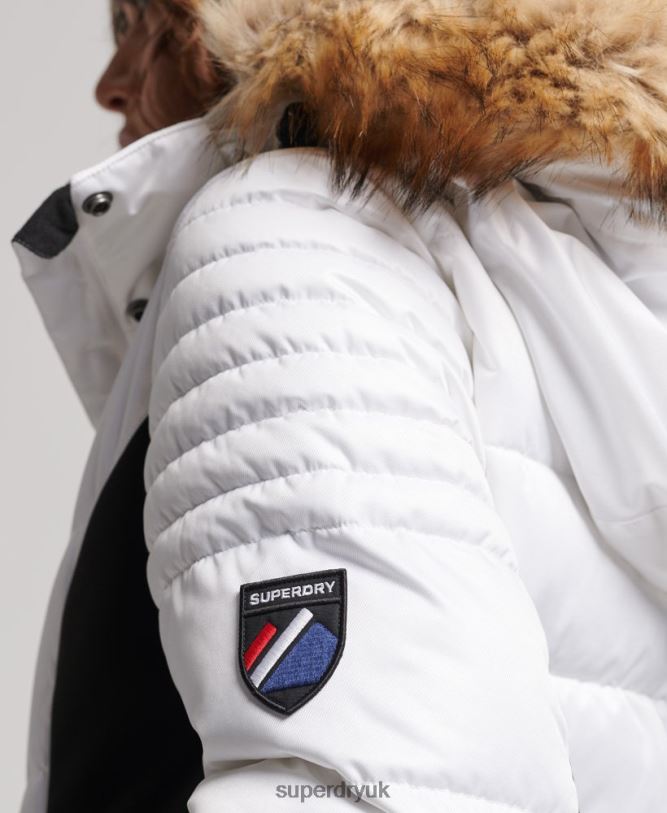 Snow Luxe Puffer Jacket Women White Clothing Superdry 66N8N3567