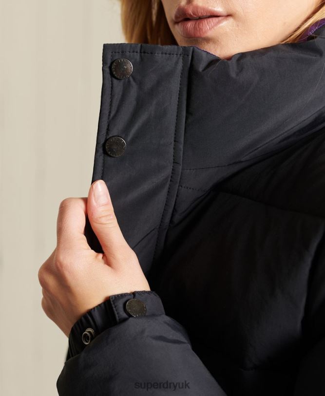 Source Retro Puffer Jacket Women Dark Grey Clothing Superdry 66N8N5625
