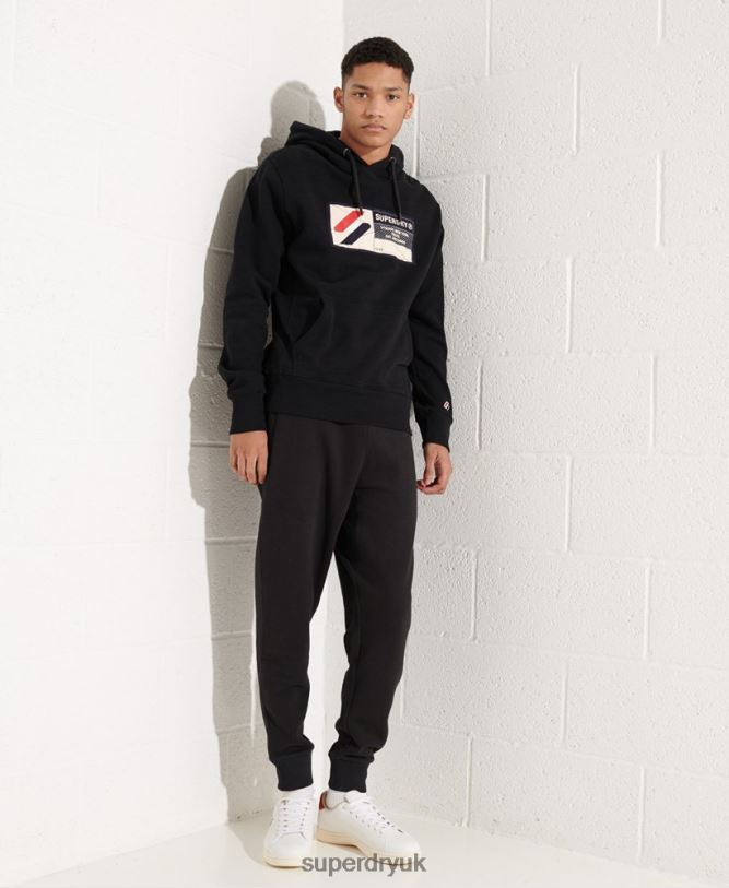 Sport Jock Tag Hoodie Men Black Clothing Superdry 66N8N5060