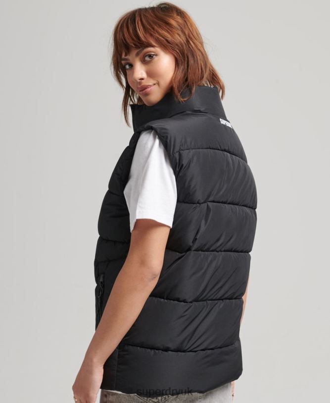 Sports Puffer Oversized Gilet Women Black Clothing Superdry 66N8N3851