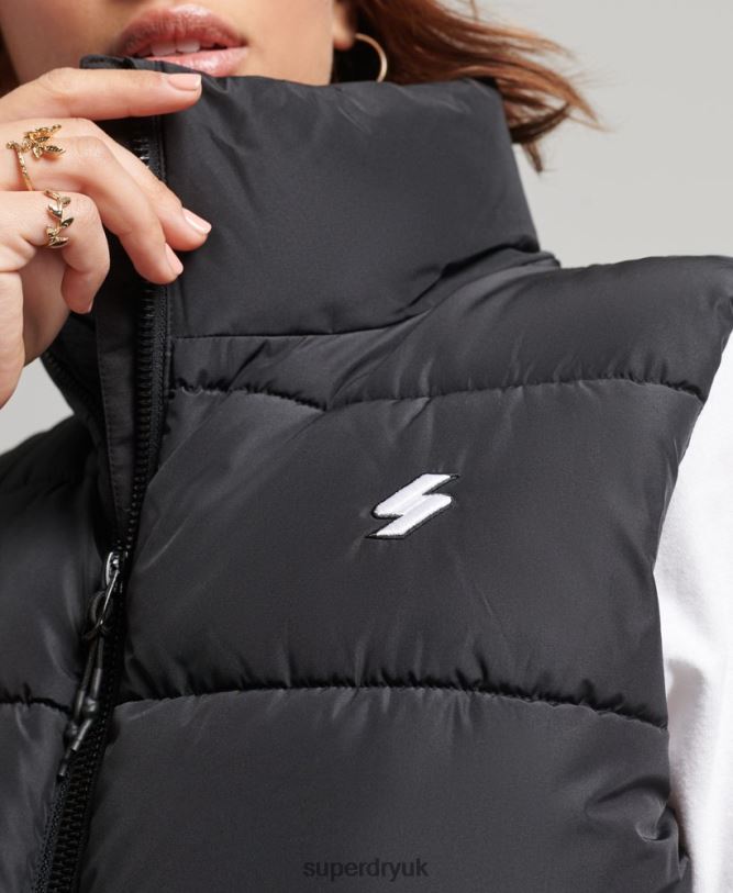 Sports Puffer Oversized Gilet Women Black Clothing Superdry 66N8N3851