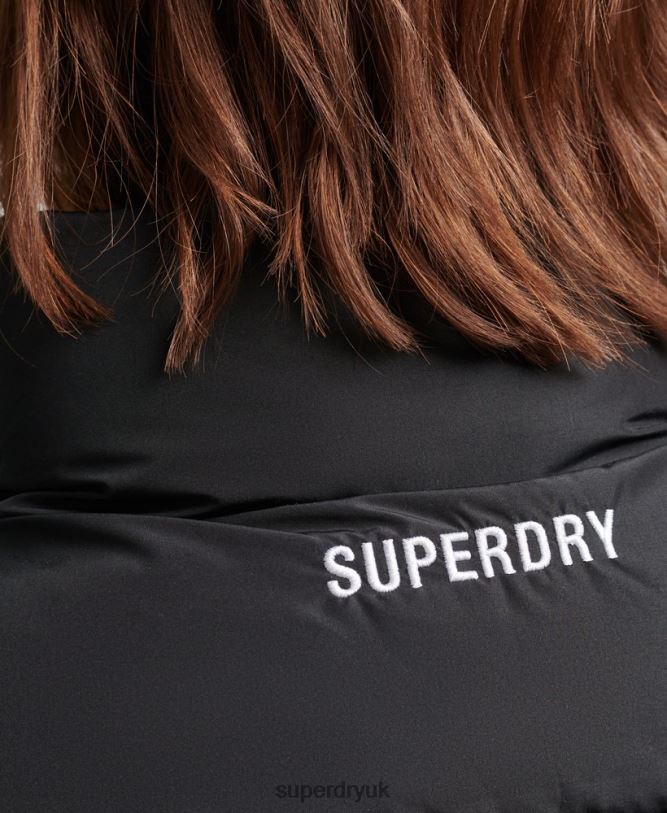 Sports Puffer Oversized Gilet Women Black Clothing Superdry 66N8N3851