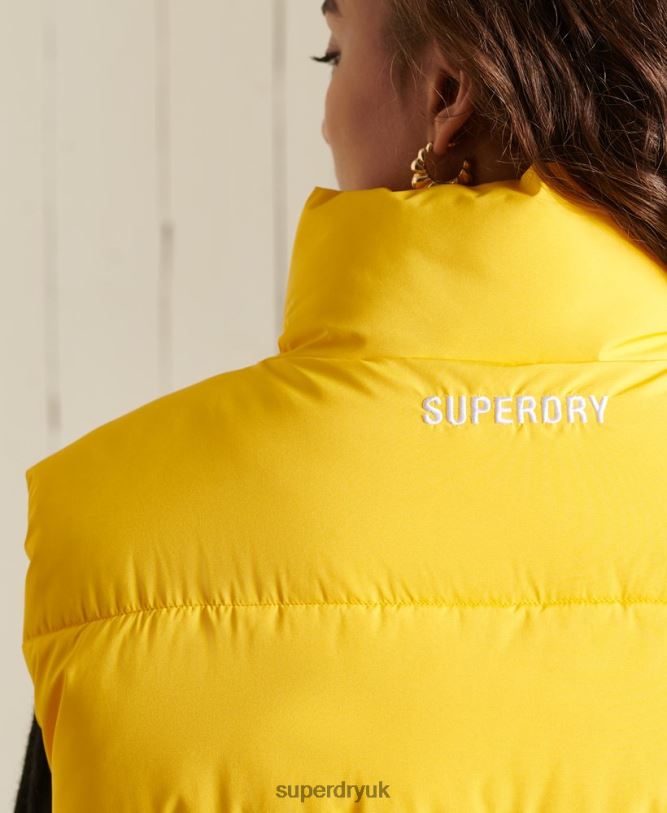 Sports Puffer Oversized Gilet Women Yellow Clothing Superdry 66N8N5565