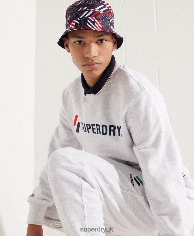Sportstyle Applique Sweatshirt Men Light Grey Clothing Superdry 66N8N5108