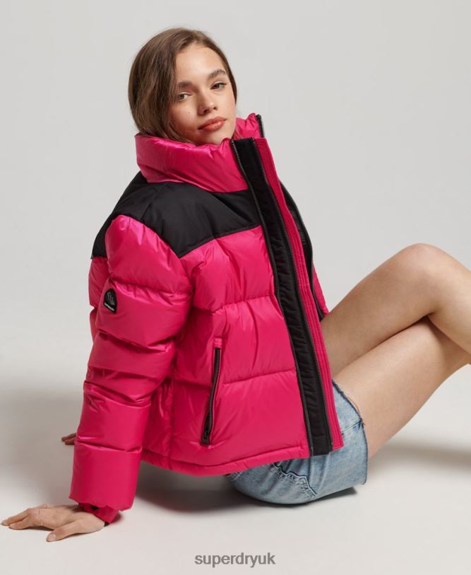 Sportstyle Code Puffer Jacket Women Pink Clothing Superdry 66N8N5491